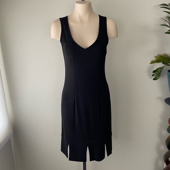 Joseph Ribkoff Slit Hem Midi Tank Dress Vneck Black Size 6 Small - Picture 1 of 7